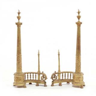 Appraisal: Pair of French Classical Chenets circa finely cast and gilt