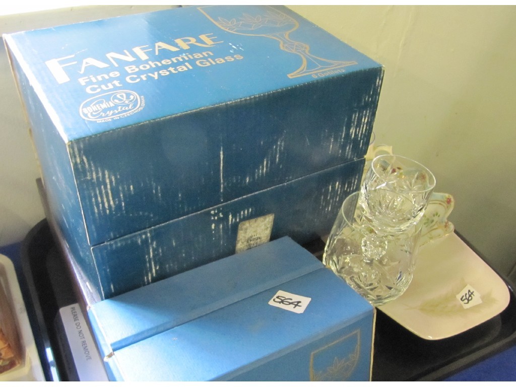 Appraisal: Lot comprising boxed Bohemian crystal glasses Carlton dish etc