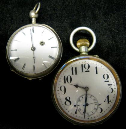 Appraisal: Two large base metal pocket watches th century