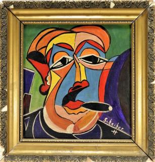 Appraisal: Hugo Scheiber O C Cubist Portrait Painting of Man AUSTRIA