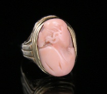 Appraisal: A Vintage Coral Cameo Ring Victorian style k or k