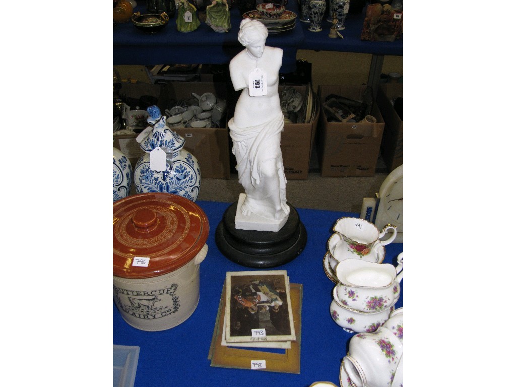 Appraisal: Parian figure of Venus and two printed glass panels