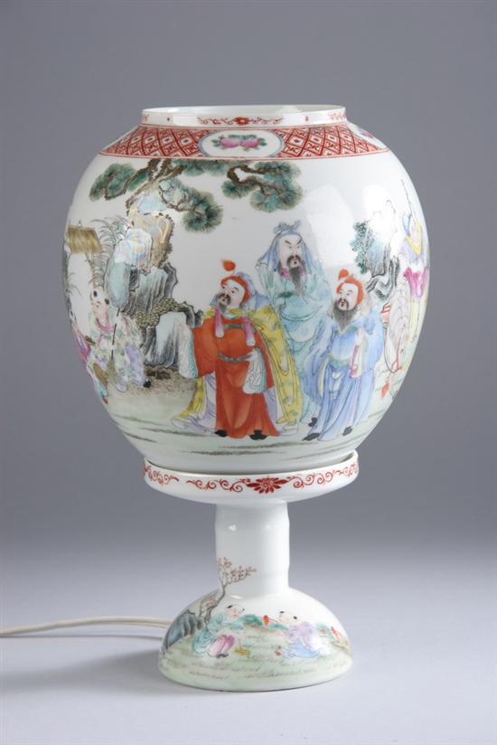 Appraisal: CHINESE FAMILLE ROSE PORCELAIN MARRIAGE LANTERN th century Figural decoration