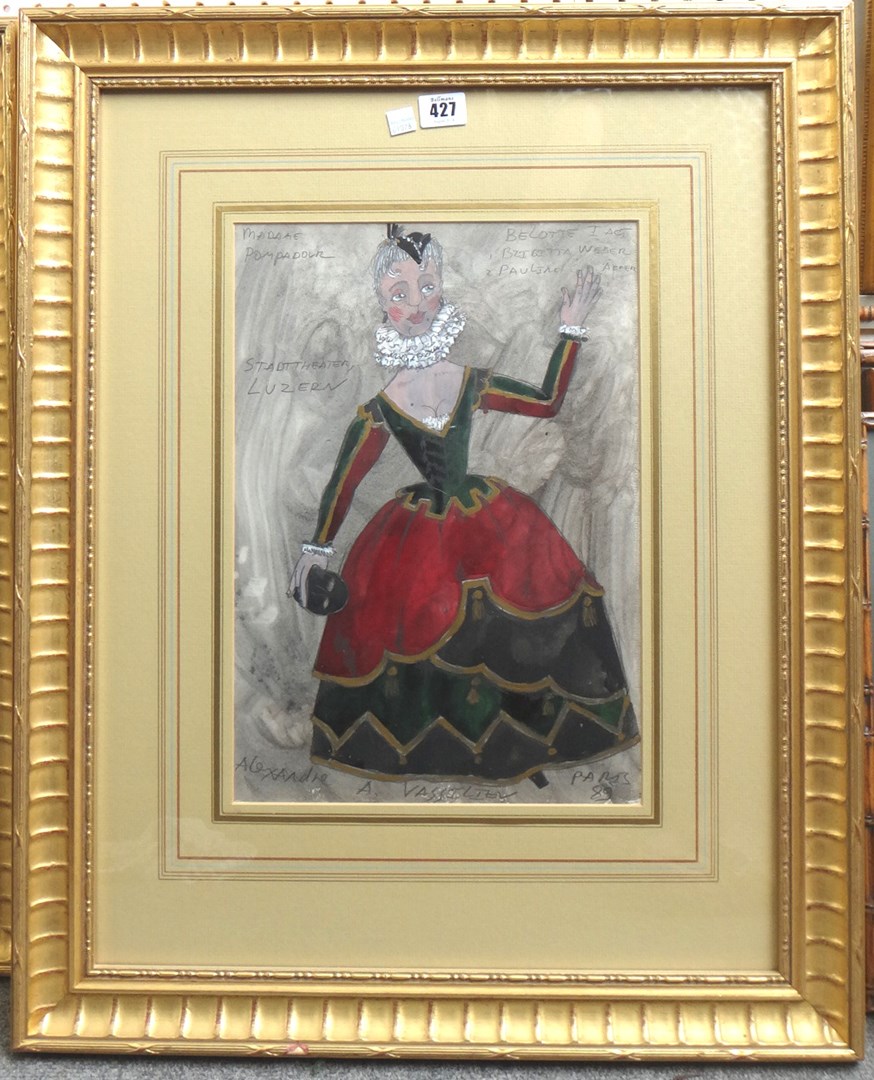 Appraisal: Alexander Vassiliev - Four costume designs for Madame Pompadour Stadttheater