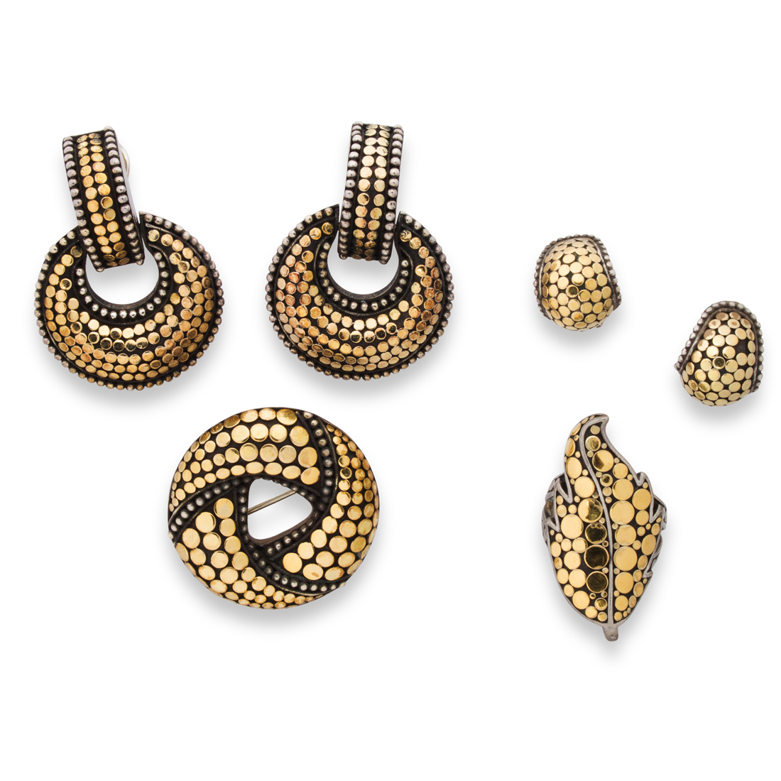 Appraisal: A GROUP OF EIGHTEEN KARAT GOLD AND STERLING SILVER JEWELRY