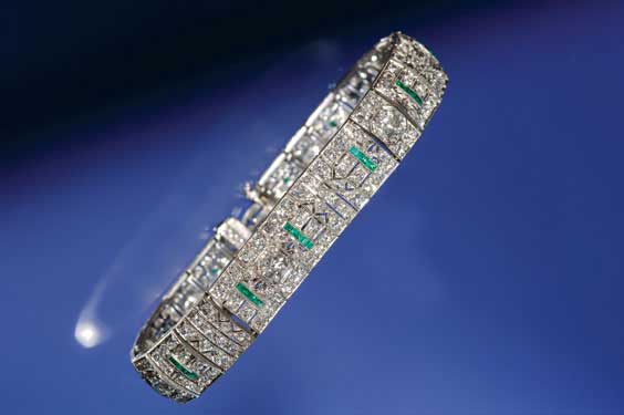 Appraisal: ART DECO DIAMOND BRACELET Art Deco platinum and diamond bracelet