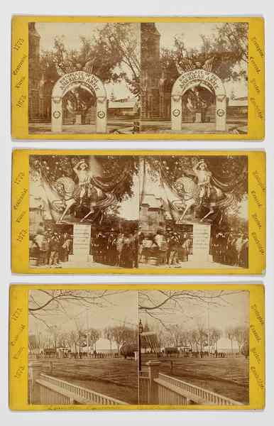 Appraisal: Massachusetts-Lexington Concord Centennial Three Stereoviews Lot of of the Massachusetts