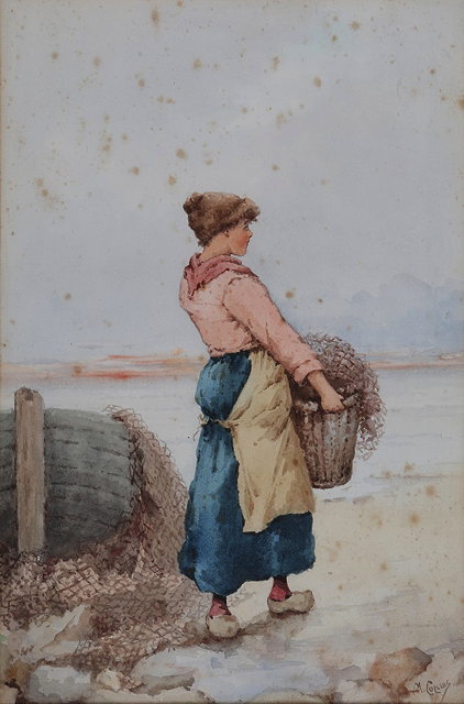 Appraisal: COLLINS TH CENTURY Carrying the fishing nets signed watercolour cm