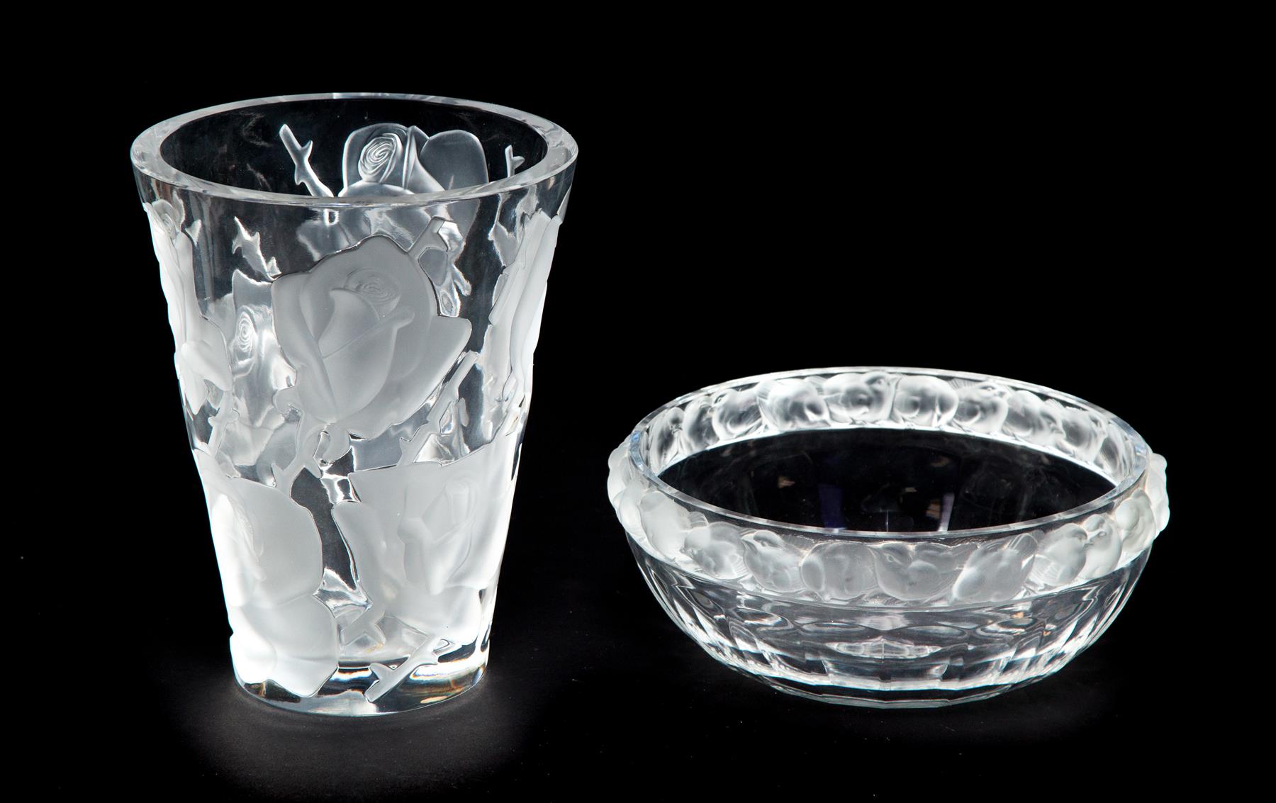 Appraisal: TWO PIECES OF LALIQUE CRYSTAL France th century Clear and