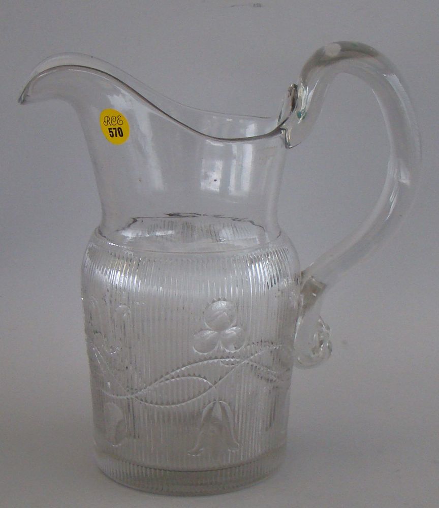 Appraisal: CLEAR FLINT GLASS WATER PITCHER American th CenturyIn Bellflower Double