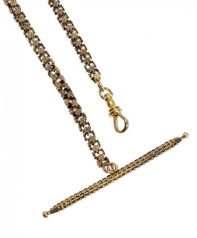 Appraisal: A VICTORIAN GOLD WATCH CHAIN of beaded square links g