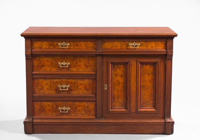 Appraisal: American Renaissance Revival Burl Walnut Sideboard third quarter th century