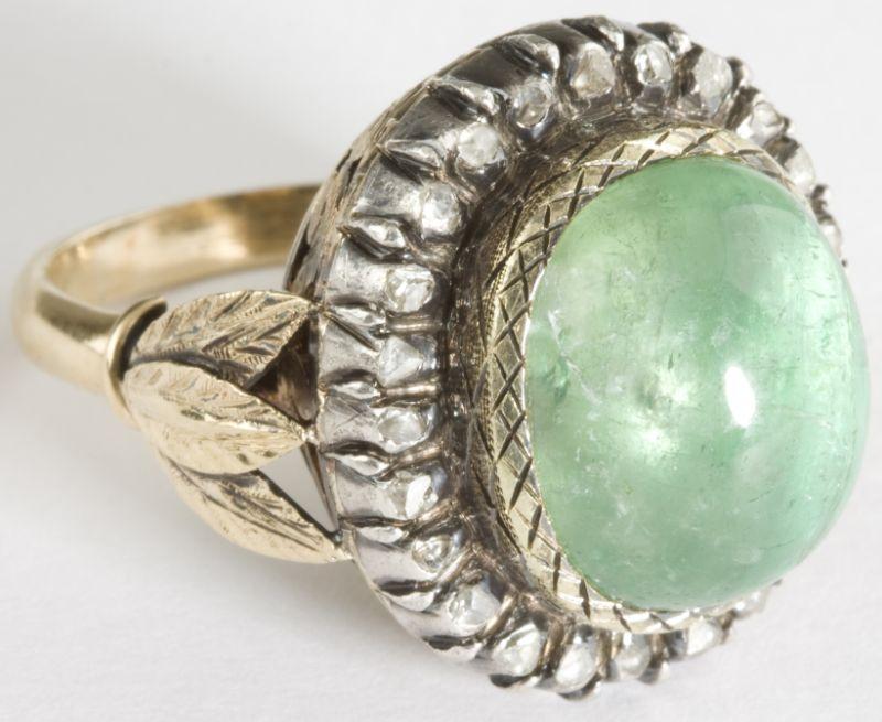 Appraisal: KT Antique Emerald and Diamond Ring th century set with