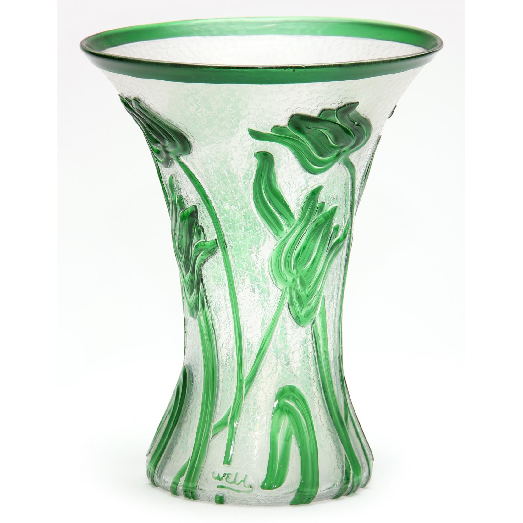 Appraisal: Thomas Webb Sons Cameo Glass Vase circa green over clear