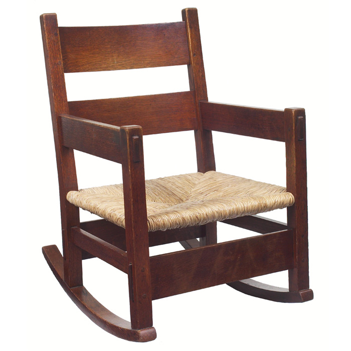 Appraisal: Good Gustav Stickley Thornden rocker early form with two horizontal