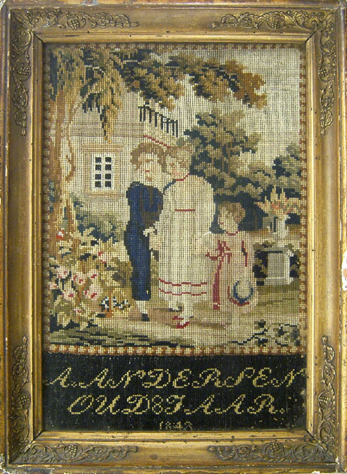 Appraisal: Pictorial needlework dated and inscribed A Anderson x