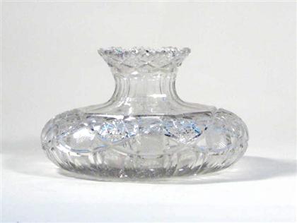 Appraisal: Uncolored heavy cut-glass vase th century A flaring narrow neck