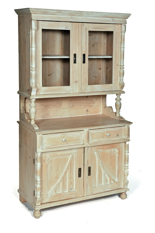 Appraisal: TWO PIECE CUPBOARD Probably English Pine white washed cupboard having