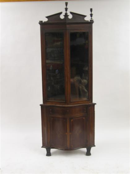 Appraisal: George III inlaid mahogany corner cabinetlate th early th century