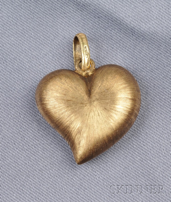 Appraisal: kt Gold Heart Pendant Mario Buccellati designed as a witch's