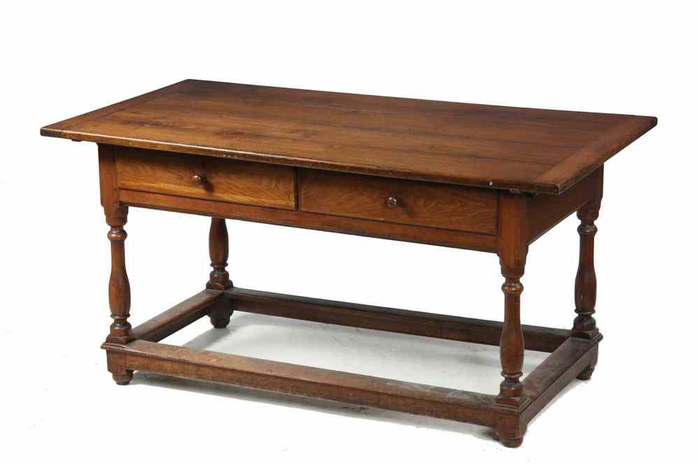 Appraisal: WORK TABLE - th c Pennsylvania walnut two-drawer work table