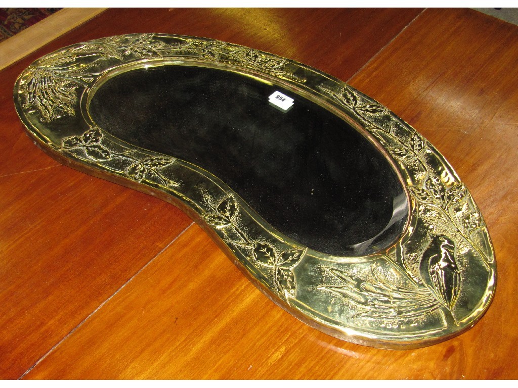 Appraisal: Arts and Crafts style brass framed wall mirror