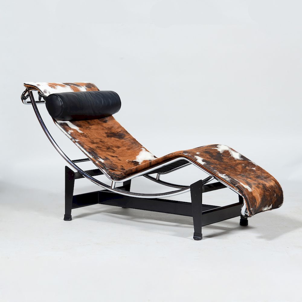 Appraisal: Corbusier Chrome and Cowhide 'LC ' Chaise Lounge for Cassina