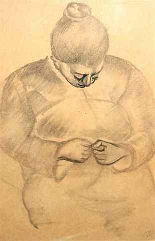 Appraisal: TH CENTURY SCHOOLTwo charcoal drawings one of a seated women