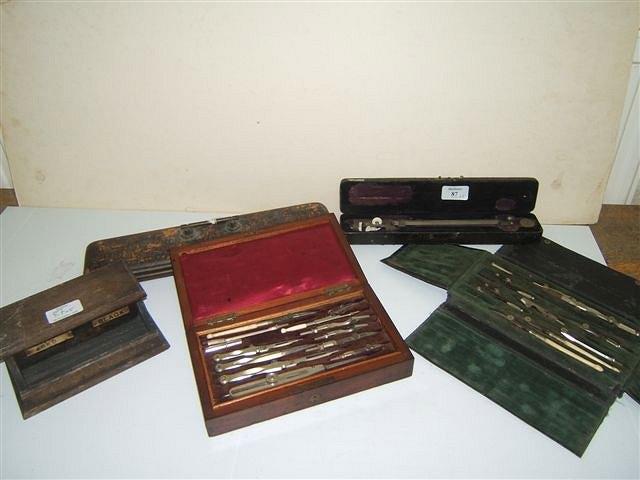 Appraisal: A SET OF DRAWING INSTRUMENTS within a rosewood case further