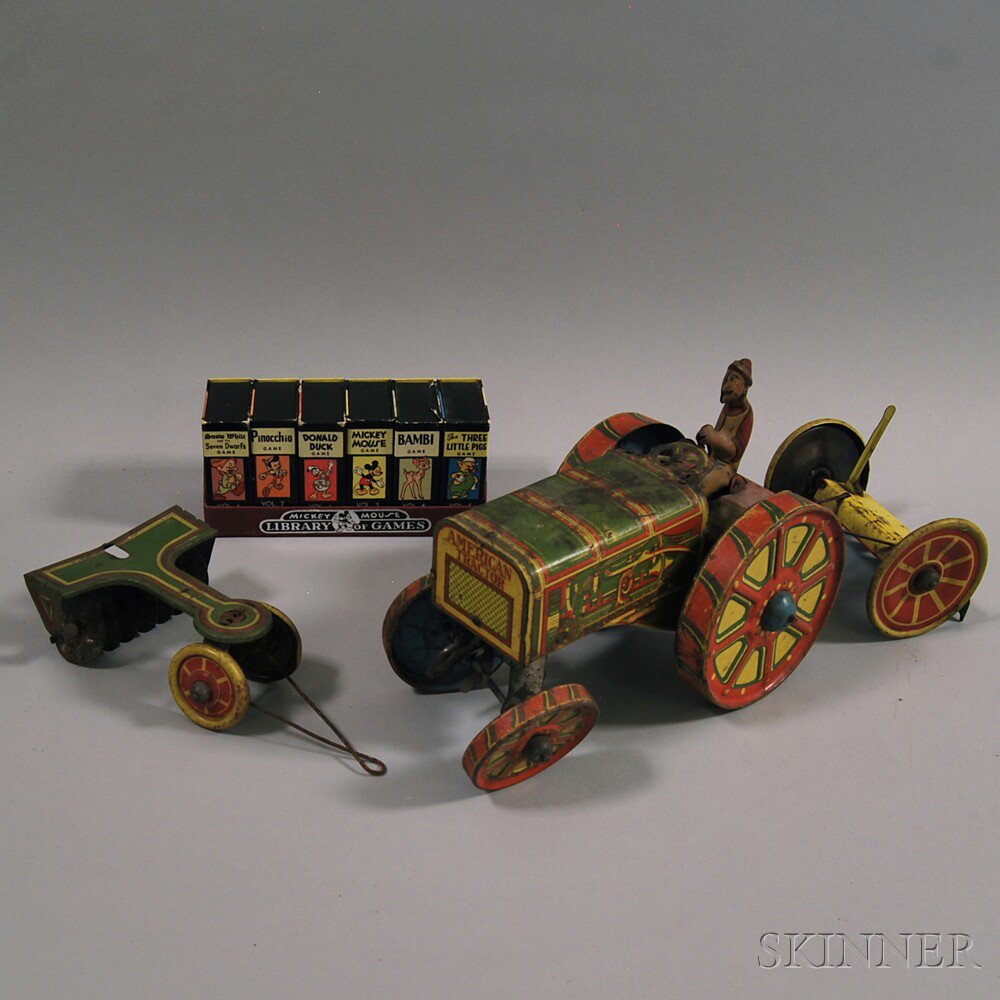 Appraisal: Marx Lithographed Tin Wind-up Tractor Toy and a Boxed Mickey