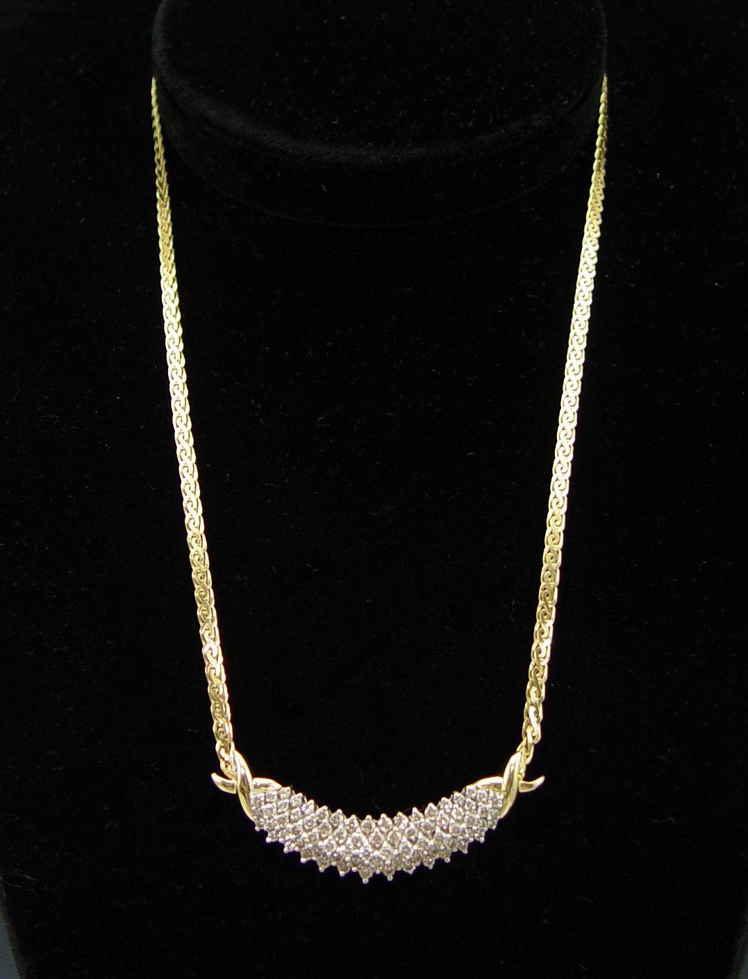 Appraisal: DIAMOND NECKLACE K yellow gold necklace contains seventy five round