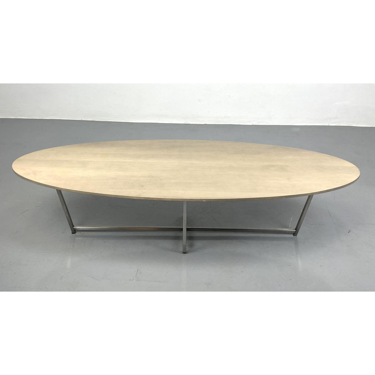 Appraisal: Chrome Base Surfboard style Modern Cocktail Table Wood Top Coffee