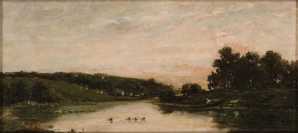 Appraisal: Charles Francois Daubigny French - River with Ducks Oil on