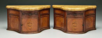 Appraisal: Pair marble top miniature cabinets bow front with fine Louis