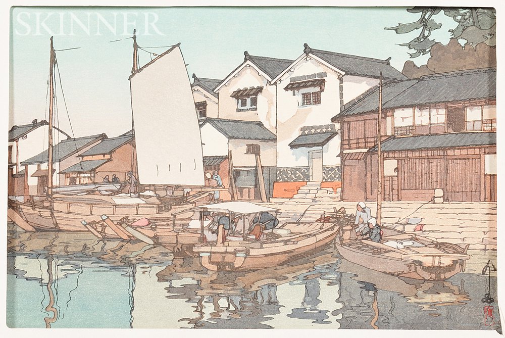 Appraisal: Hiroshi Yoshida - Woodblock Print Japan Kura in Tomonoura later