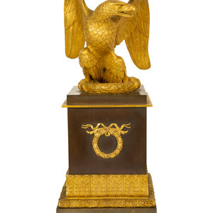 Appraisal: A Gilt Bronze Eagle Sculpture on an Empire Style Gilt