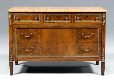 Appraisal: Louis XVI style marble top dresser salmon to burnt sienna