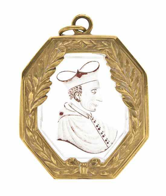 Appraisal: A Continental Carved Rock Crystal Intaglio depicting a bishop in