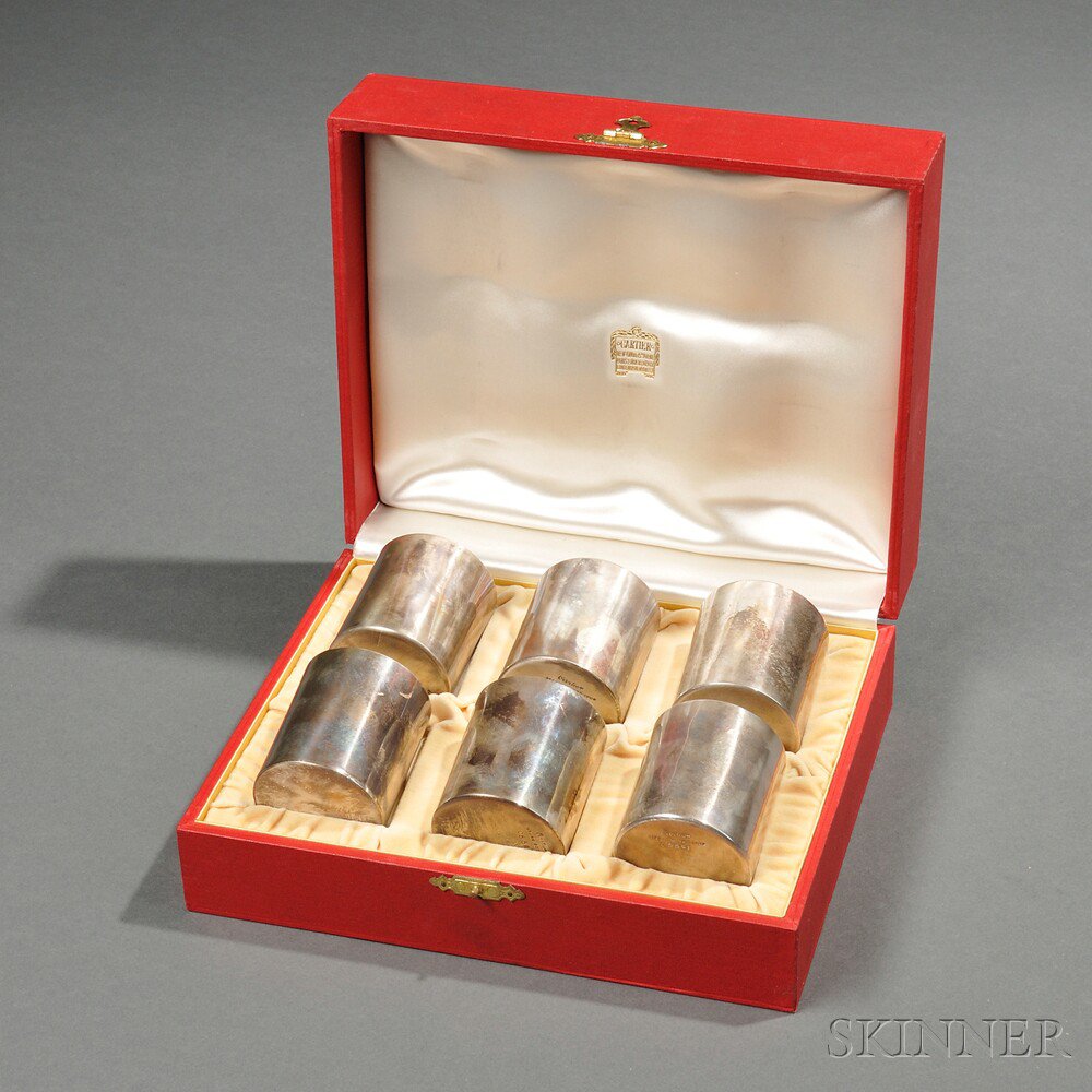 Appraisal: Boxed Set of Six Cartier Sterling Silver Beakers late th