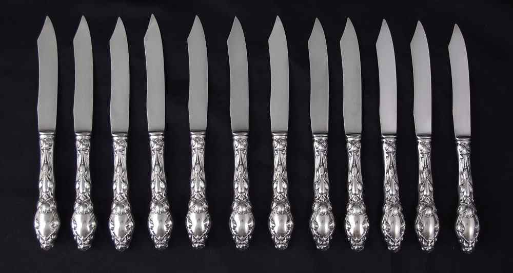 Appraisal: GORHAM VIRGINIANA STERLING FRUIT KNIVES Set of sterling hollow handle