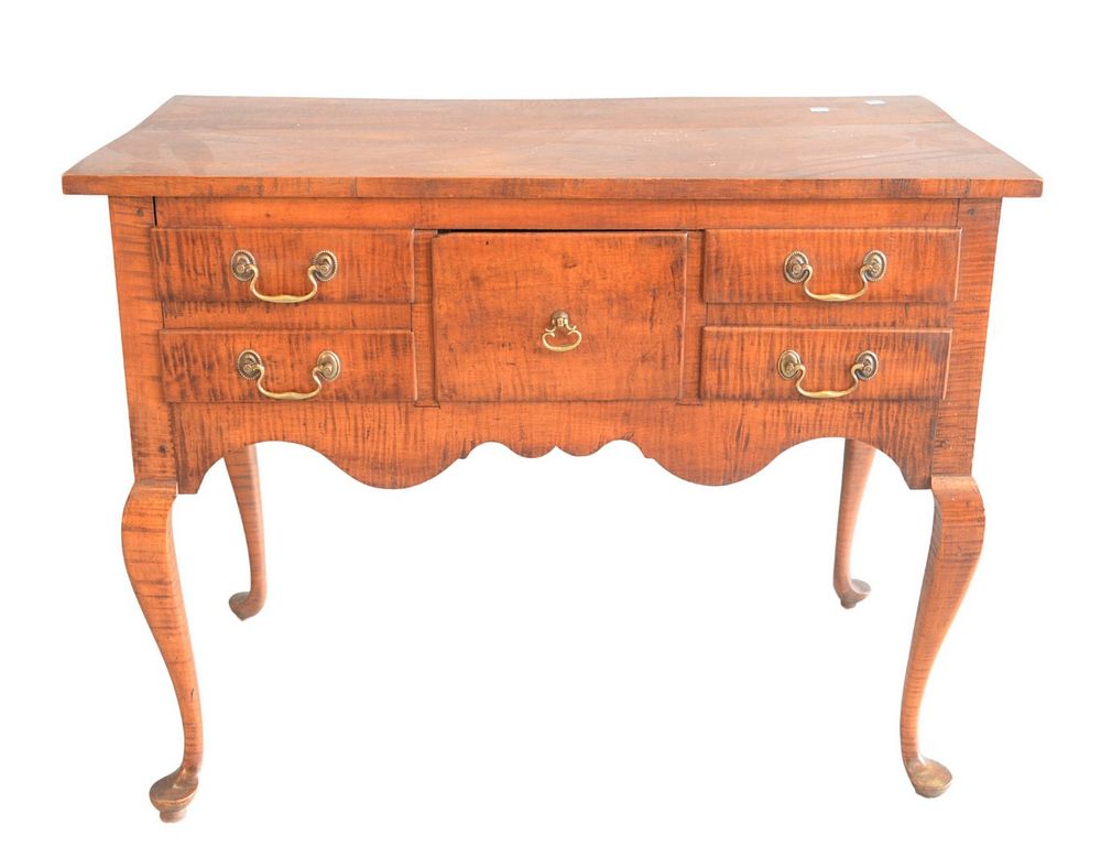 Appraisal: Tiger Maple Queen Anne Style Lowboy height inches top x