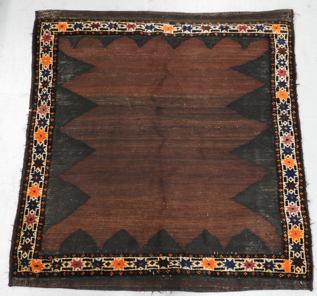 Appraisal: KURDISH SQUARE RUG FLAT WEAVE TABLE CARPET RUG Eastern Turkey