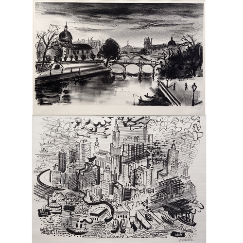 Appraisal: Two lithographs Arbit Blatas Pont Des Arts Paris x pencil