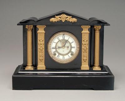 Appraisal: Ansonia shelf clock architectural format open escapement above Ansonia mark