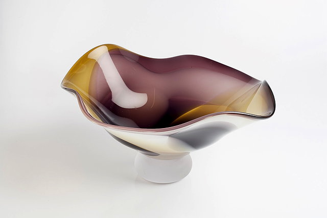 Appraisal: Karina Sellers British Contemporary Pedestal bowl aubergine yellow and white