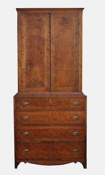 Appraisal: An Antique Linen Press Cabinet With two door upper portion