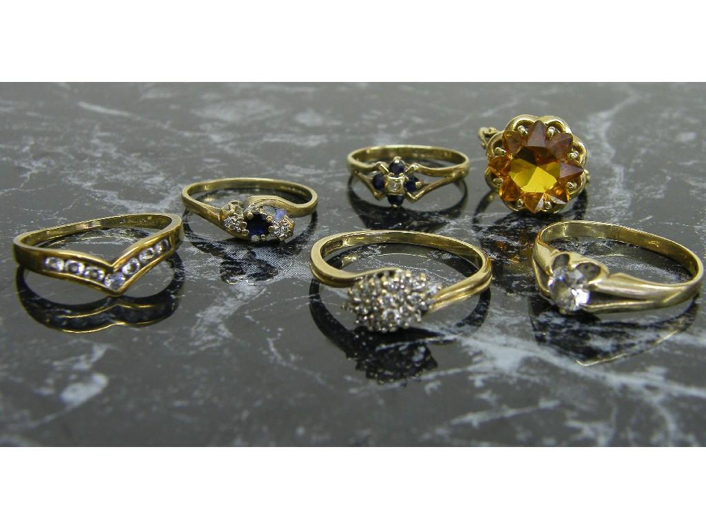 Appraisal: Six ct dress rings gm