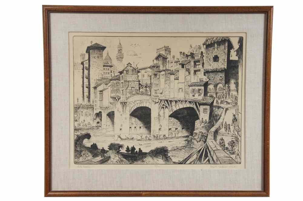 Appraisal: ETCHING - 'Ponte Vecchio' by Reynold Henry Weidenaar MI -