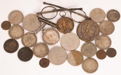 Appraisal: A collection of sundry coins medals and a pair of