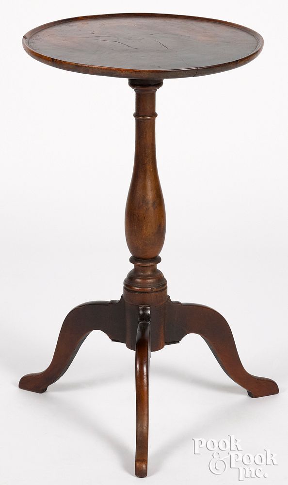 Appraisal: Pennsylvania walnut candlestand ca Pennsylvania walnut candlestand ca retaining an